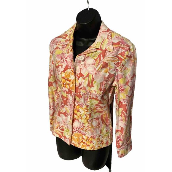 Talbots Petites Women's Jacket Floral Size 8p Stretch - Picture 1 of 5
